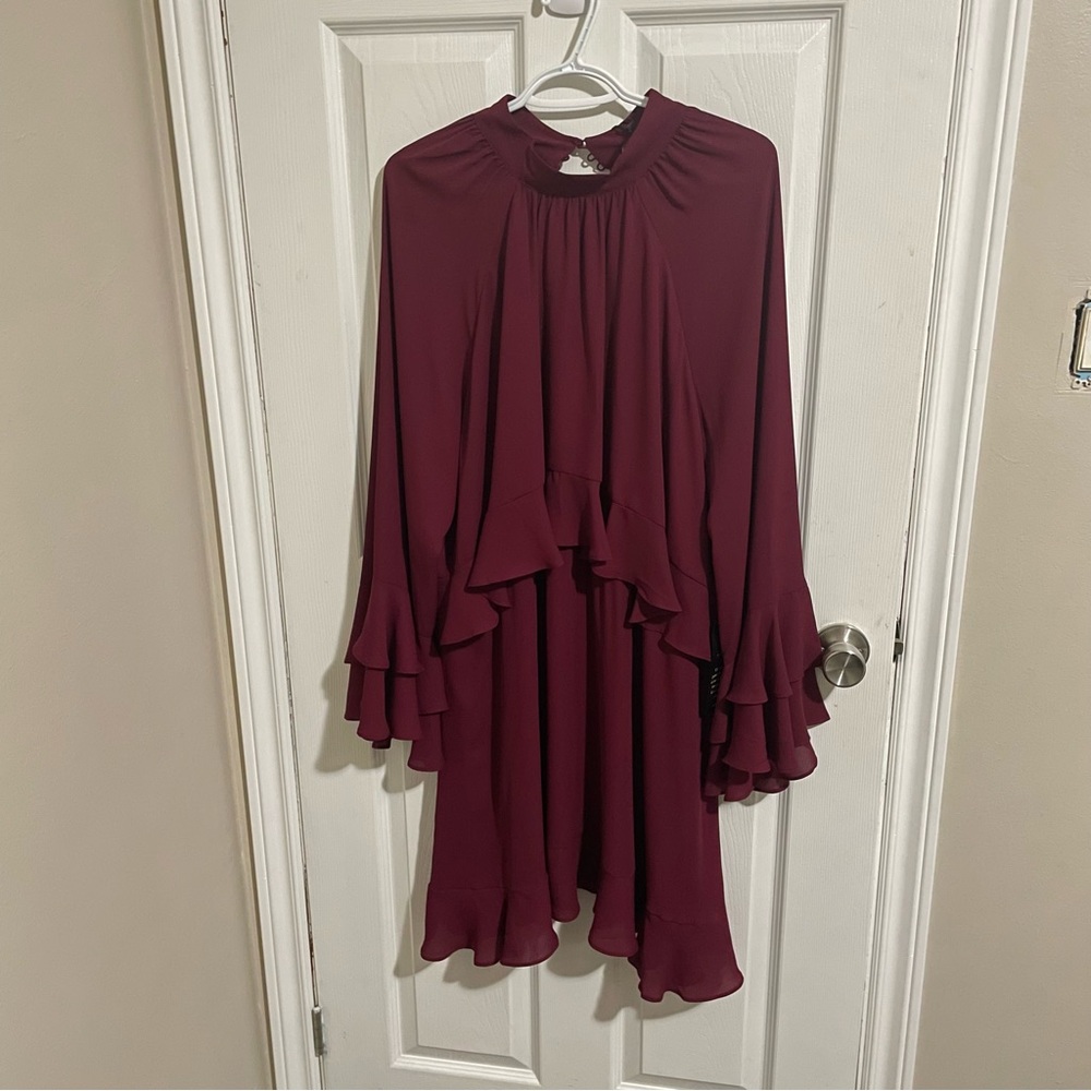 Melanie Lyne Burgundy Ruffle Dress
